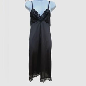 Vintage silky sheer black midi slip dress